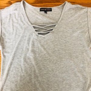 Grey “shoestring” detail shirt